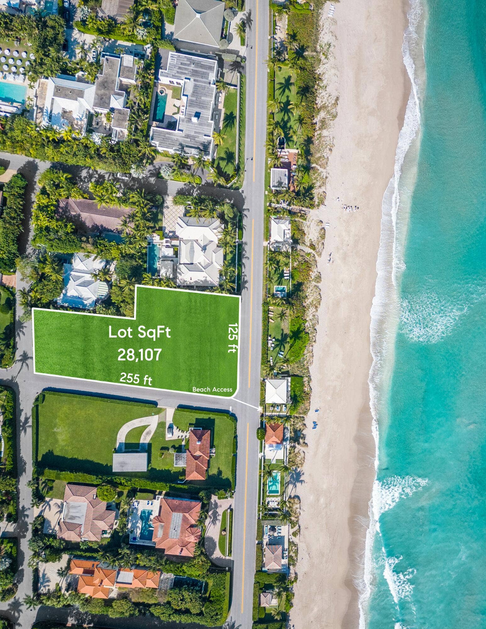 1285 North Ocean Boulevard, #Lot 1 & 2, Palm Beach, FL 33480 Property Outline