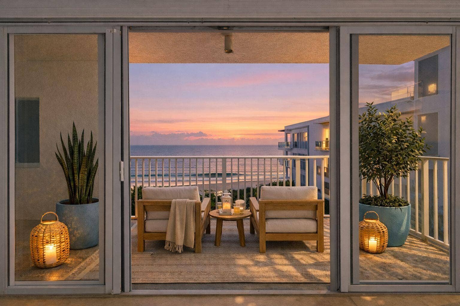 1203 Hillsboro Mile, #P3, Hillsboro Beach, FL 33062 Digitally Staged: Sunset Beach Patio