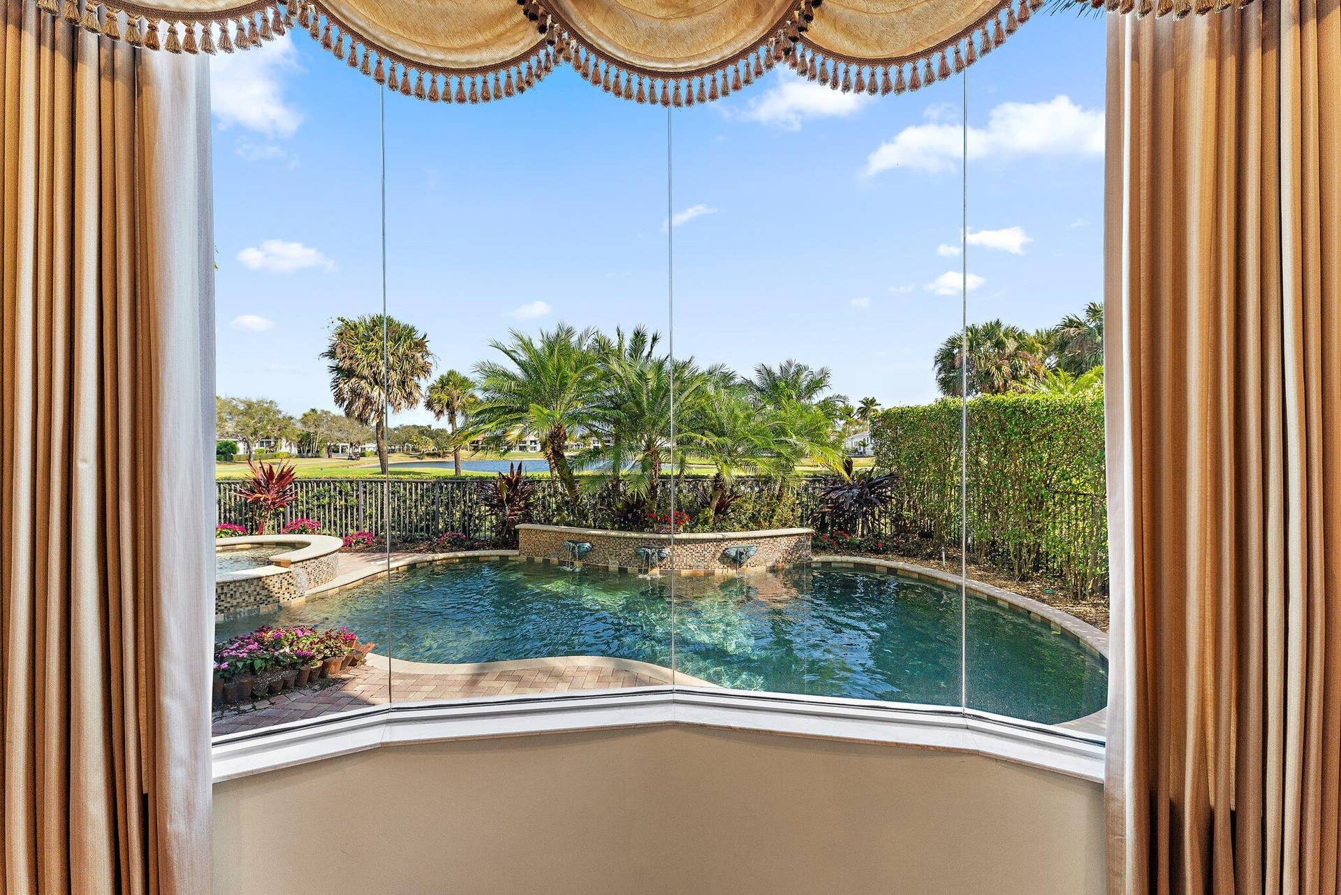 422 Savoie Drive, Palm Beach Gardens, FL 33410 Primary Bedroom Pool and Golf Views