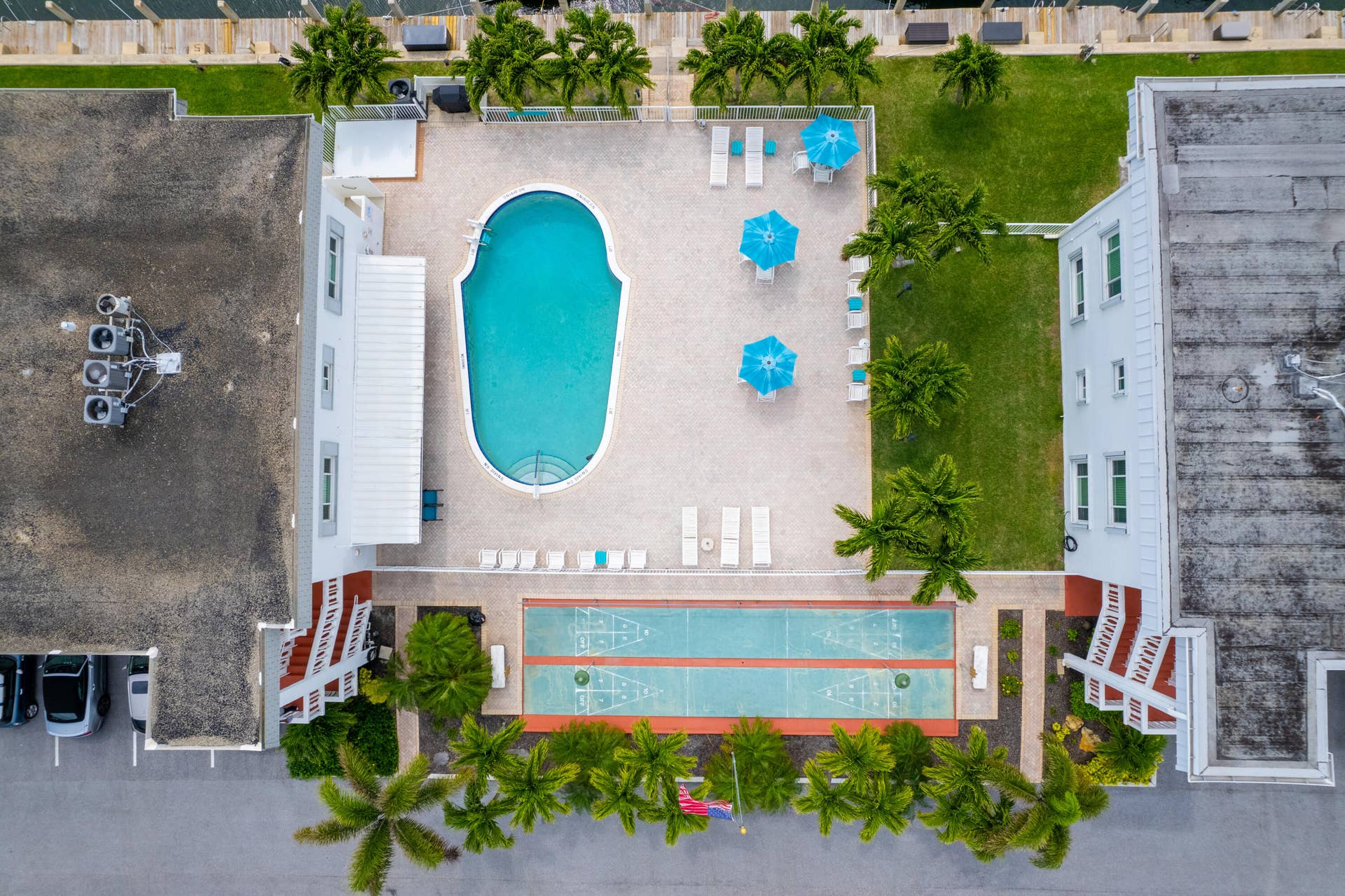 130 Doolen Court, #108, North Palm Beach, FL 33408 Aerial View of Pool