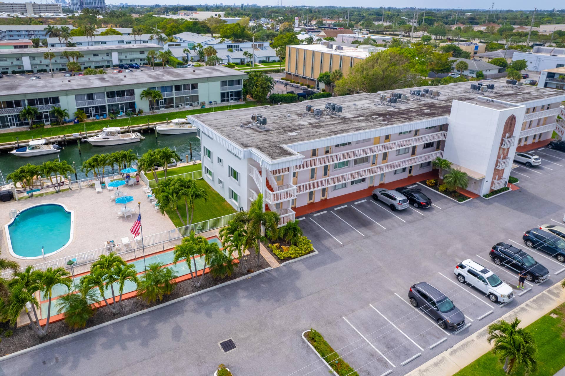 130 Doolen Court, #108, North Palm Beach, FL 33408 Aerial View of Building