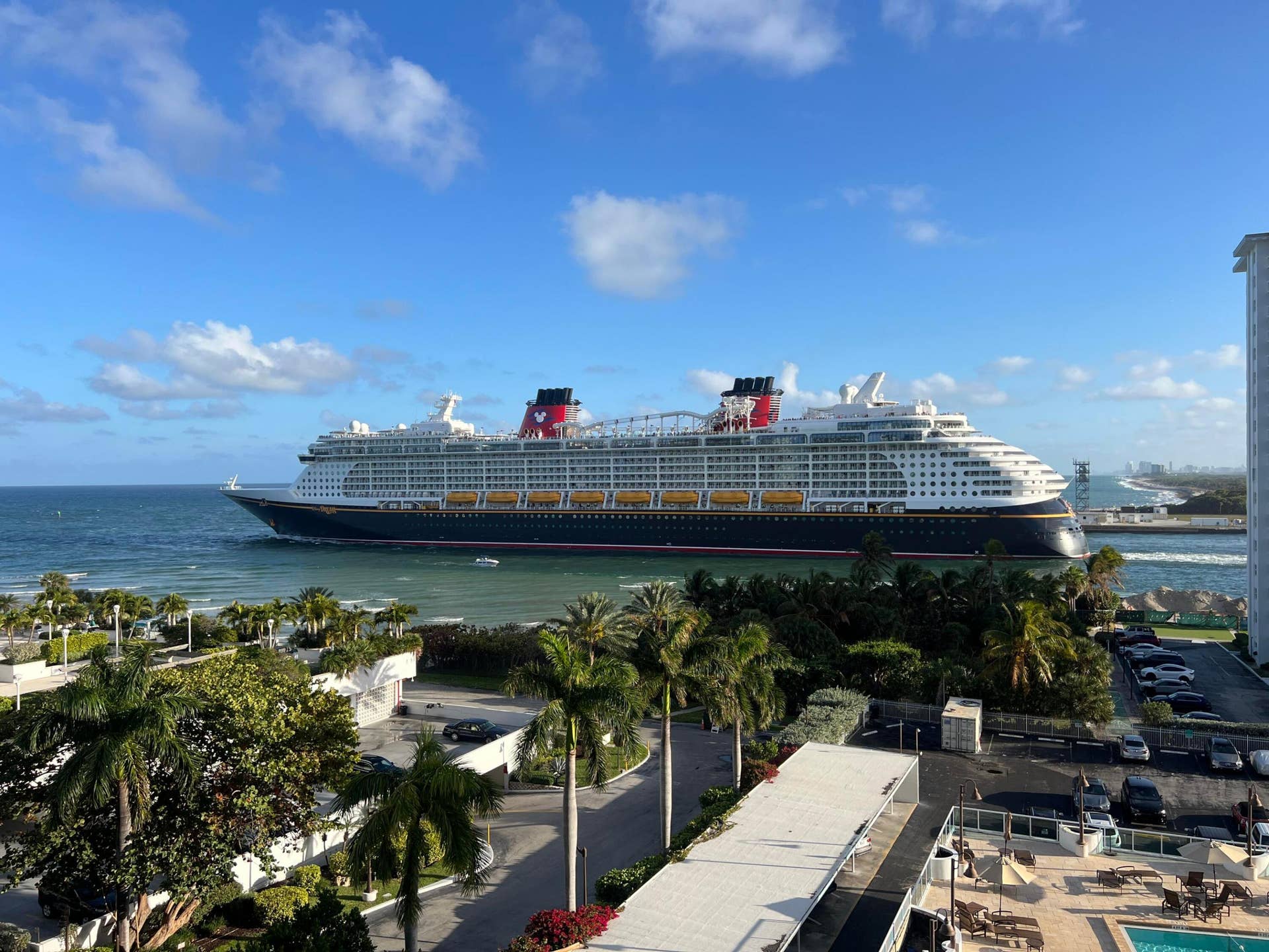 From your eighth floor apartment, you can watch the boats, the military vessels, and even the Disney Cruise lines