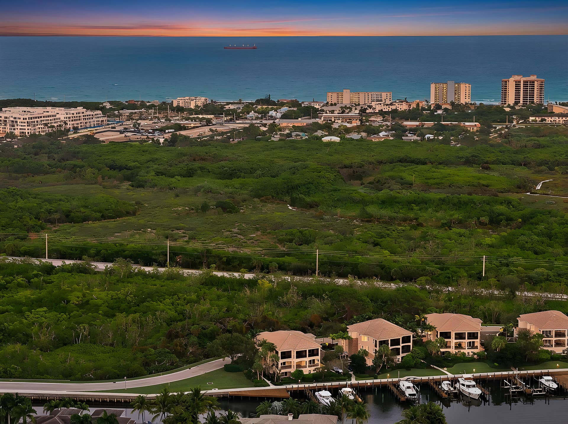 13629 Treasure Cove Circle, North Palm Beach, FL 33408 Aerial Twilight