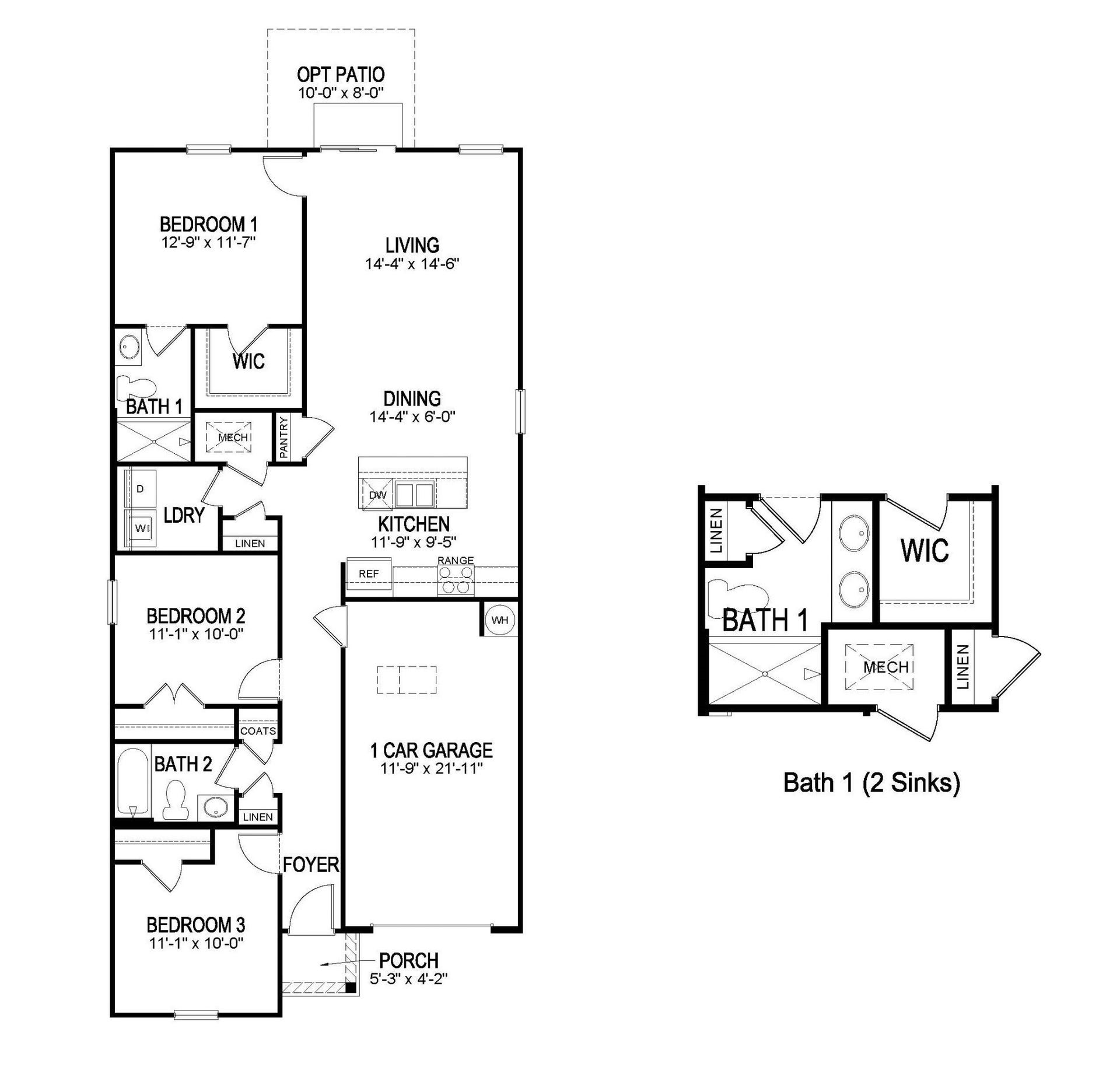 1403 Saddle Trace Drive, Lewisburg, TN 37091 Devon Floorplan
1279 Sqft
3 Bed 2 Bath