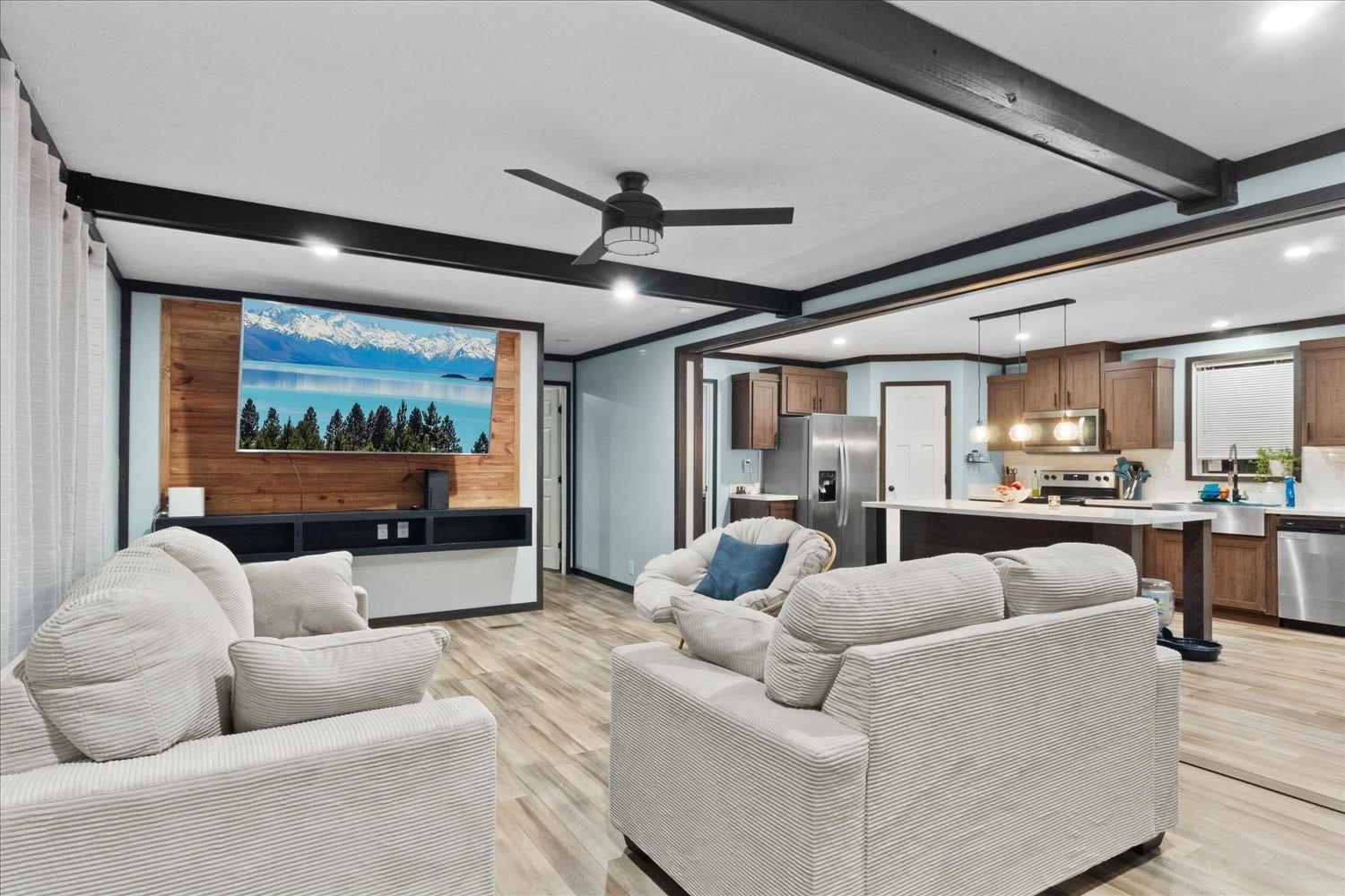 1416 S High St, Columbia, TN 38401 Open Living Room, Kitchen and Dining, Big Screen TV can stay