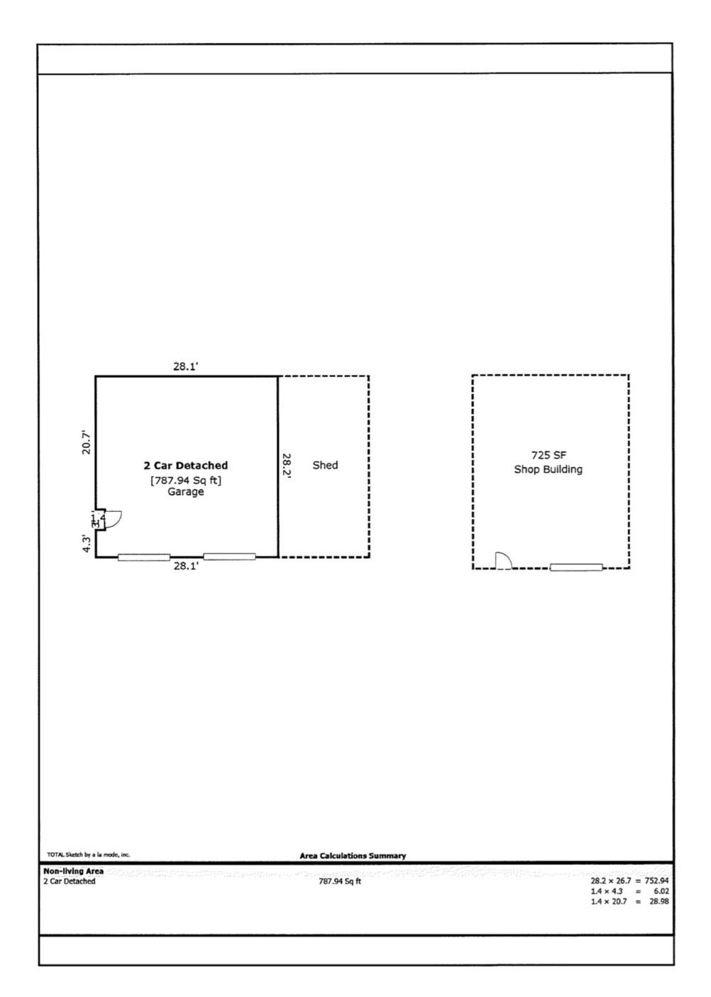 1545 Irwin Rd, Lewisburg, TN 37091 Professional measurement of two car detached garage and storage shop