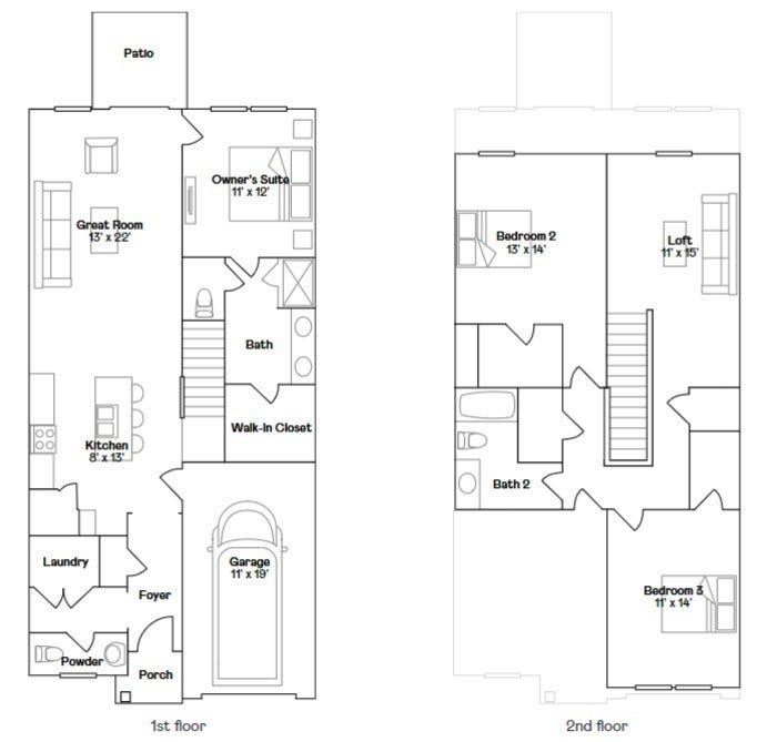 1778 Manuka Lane, Columbia, TN 38401 Illustration of the floorplan for the Ranier, for representation, details may vary. It's even better in person! Give me a call to walk through the home.