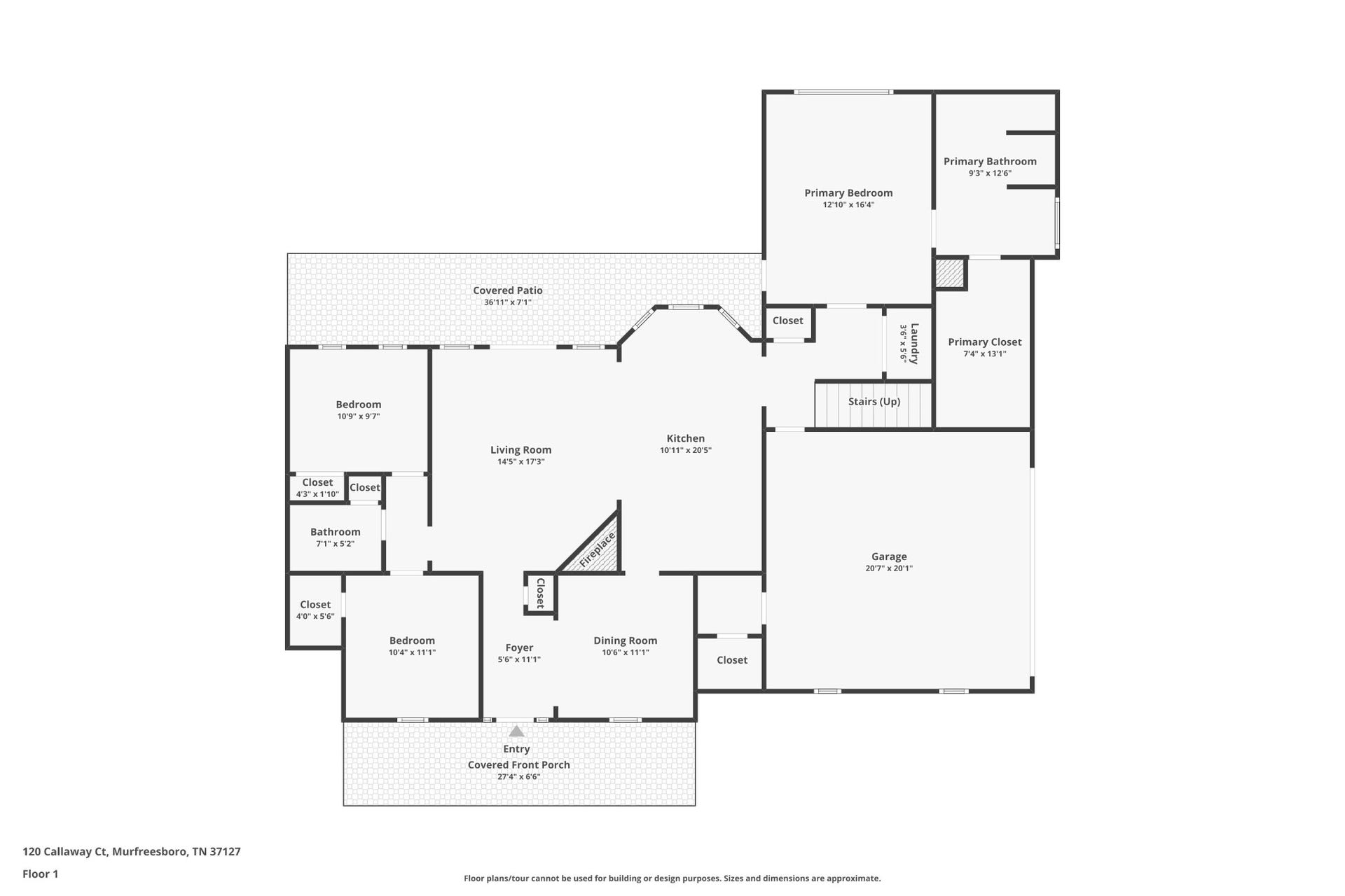 120 Callaway Ct, Murfreesboro, TN 37127 Floorplan with dimensions-120 Callaway Court, Murfreesboro, TN 37127