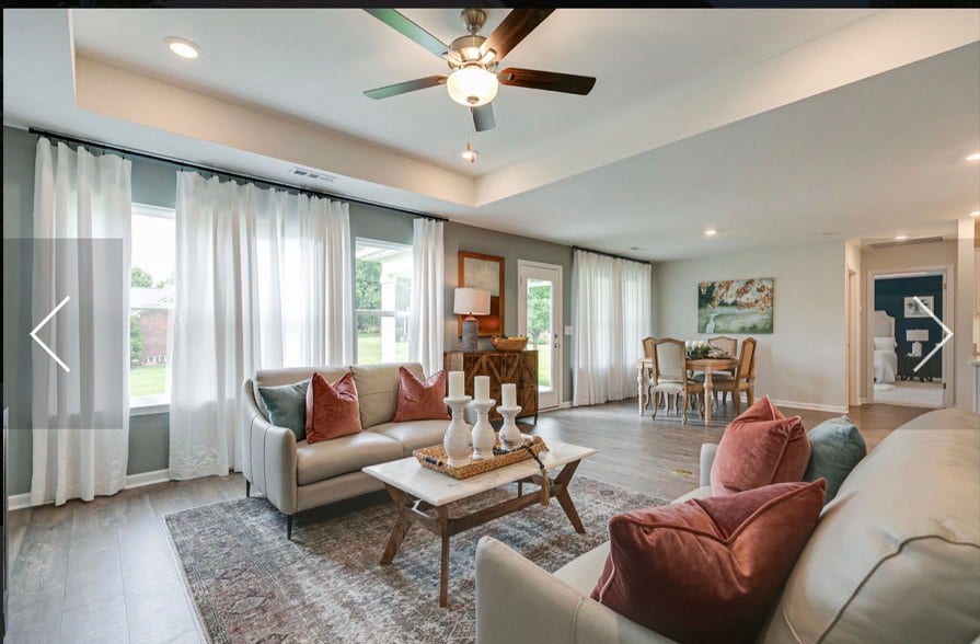628 Brookside Dr, Mount Pleasant, TN 38474 This is a stock photo of a furnished Sugar Creek Model that will show how this home can be furnished.