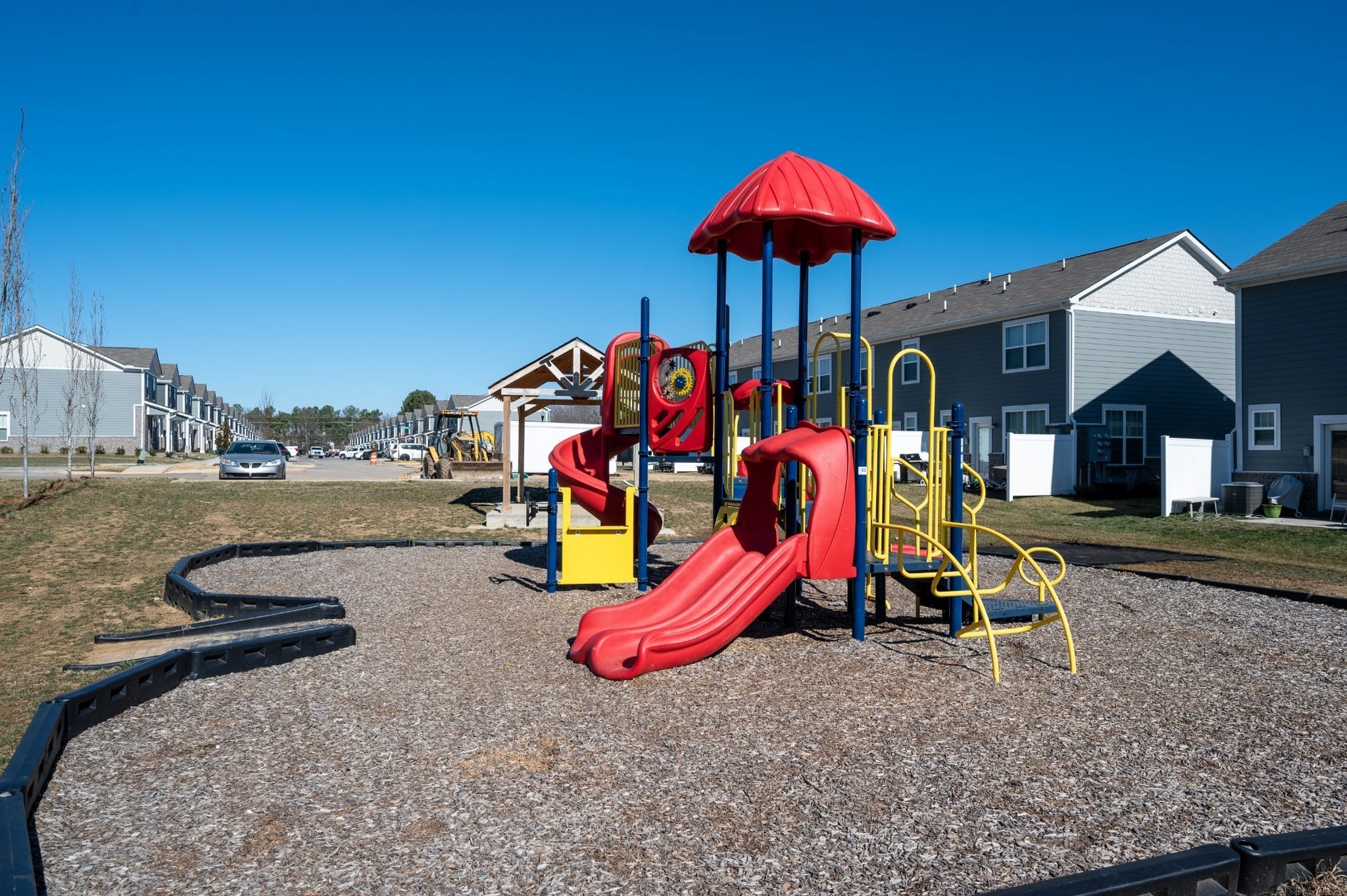 Walk to the playground in the neighborhood