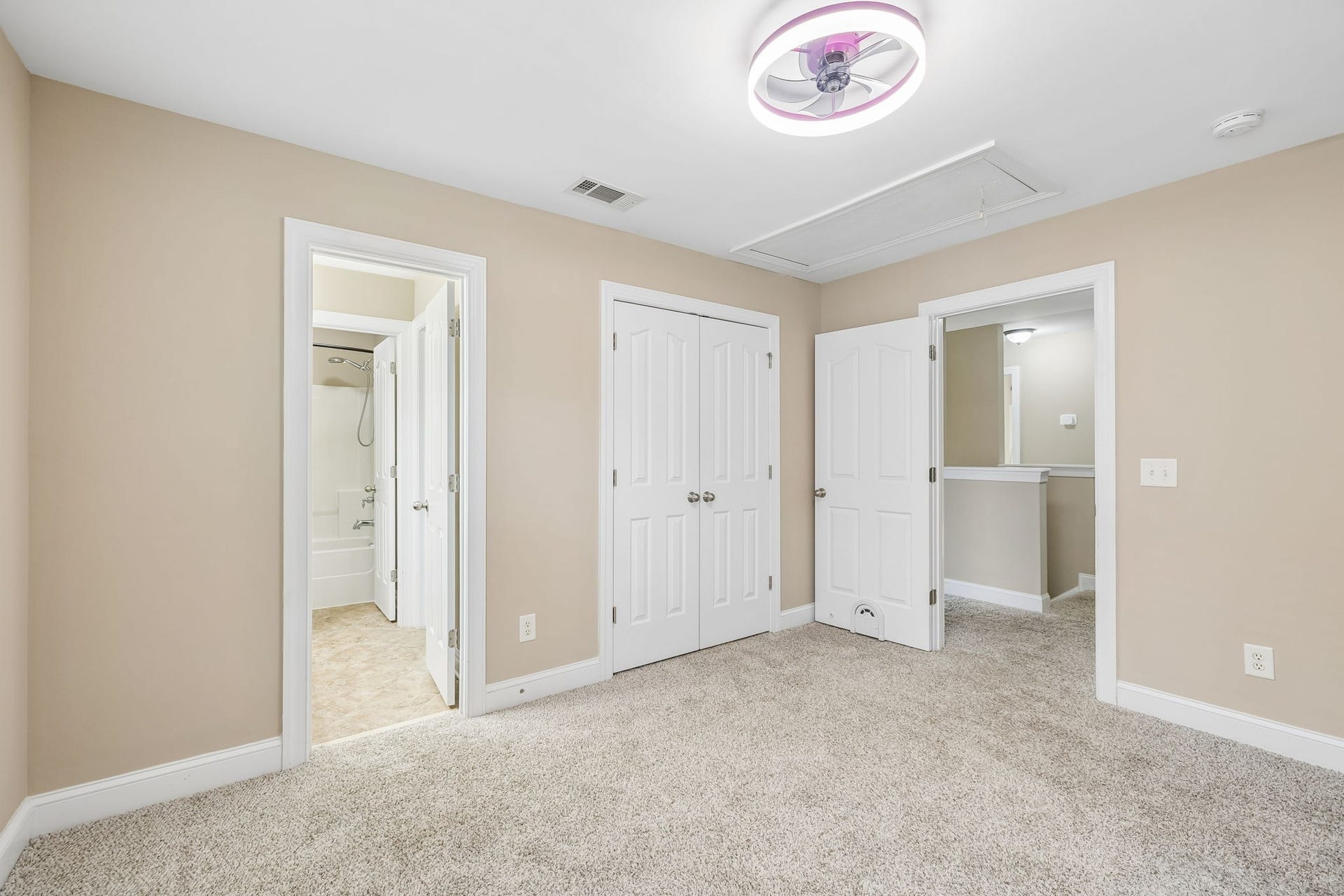 3444 Blaze Dr, Murfreesboro, TN 37128 Bedroom with attached bath and double door closet - Attic Access for extra storage!