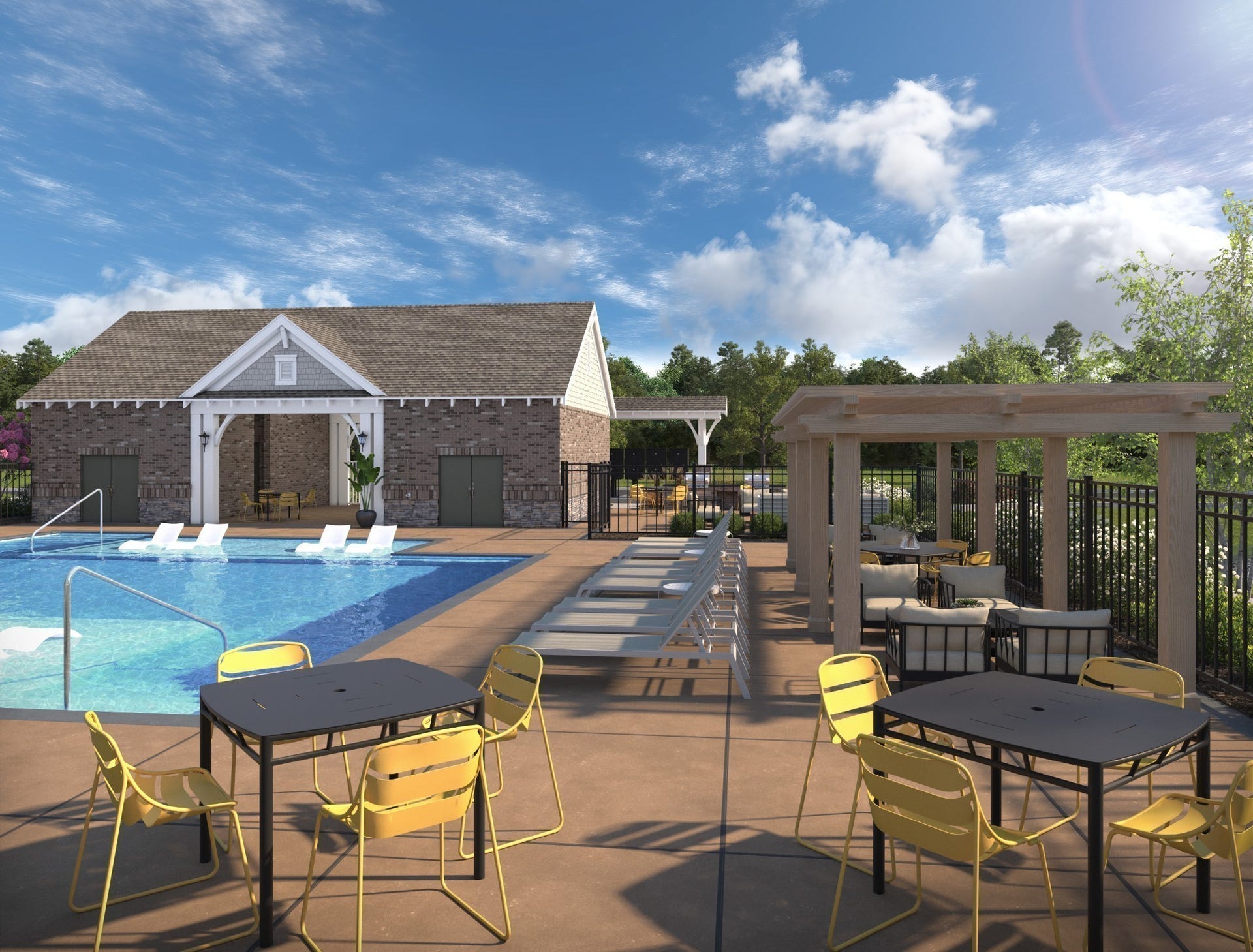 2705 Wilkinson Pike, #2, Murfreesboro, TN 37129 Thoughtful landscaping, shaded seating, and walkways add to the inviting atmosphere the pool will add to the community lifestyle once completed.