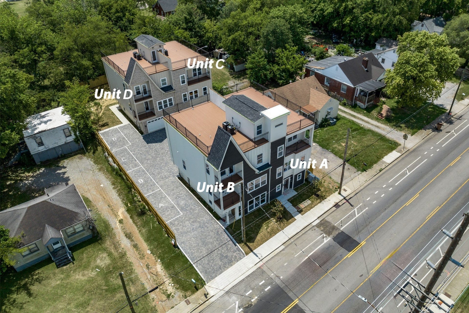 428 E Trinity Ln, #B, Nashville, TN 37207 View of 4 Available Units A, B, C, D.