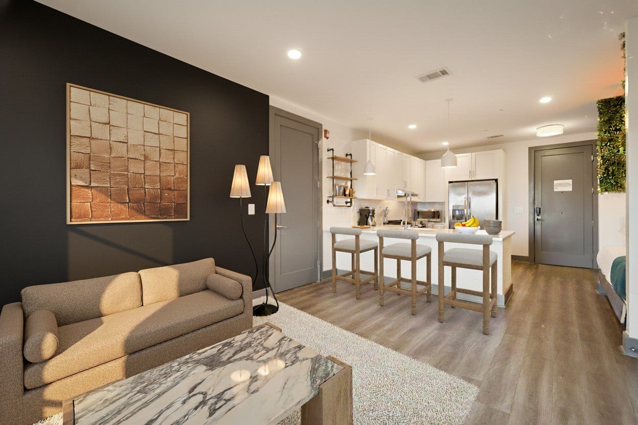 65 Lindsley Ave, #412, Nashville, TN 37210 Virtually staged living space.