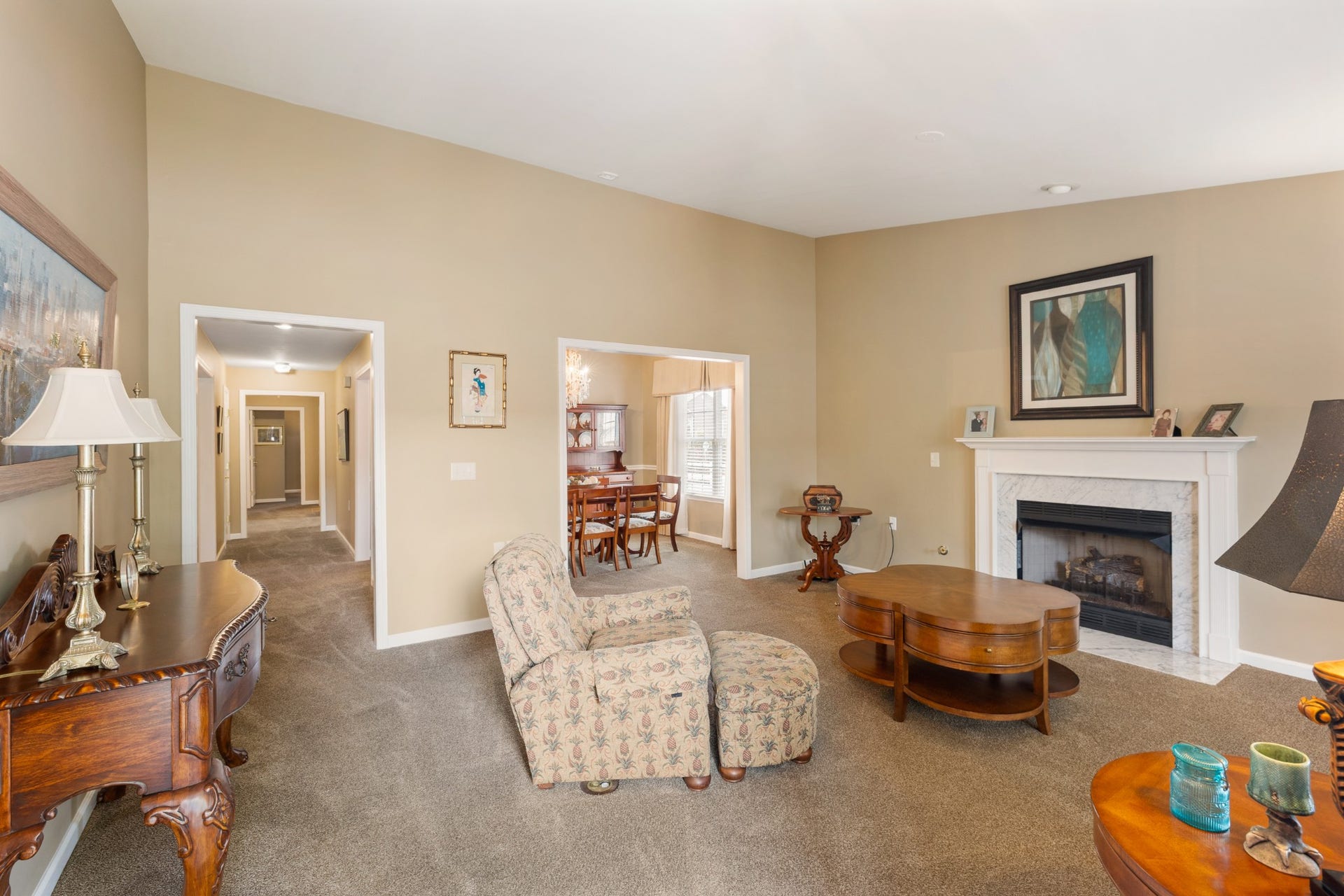1300 Crofton Park Ct, Columbia, TN 38401 Large Living Room has fireplace with gas logs.