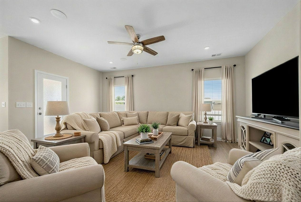 Digitally staged to reflect furniture and paint options