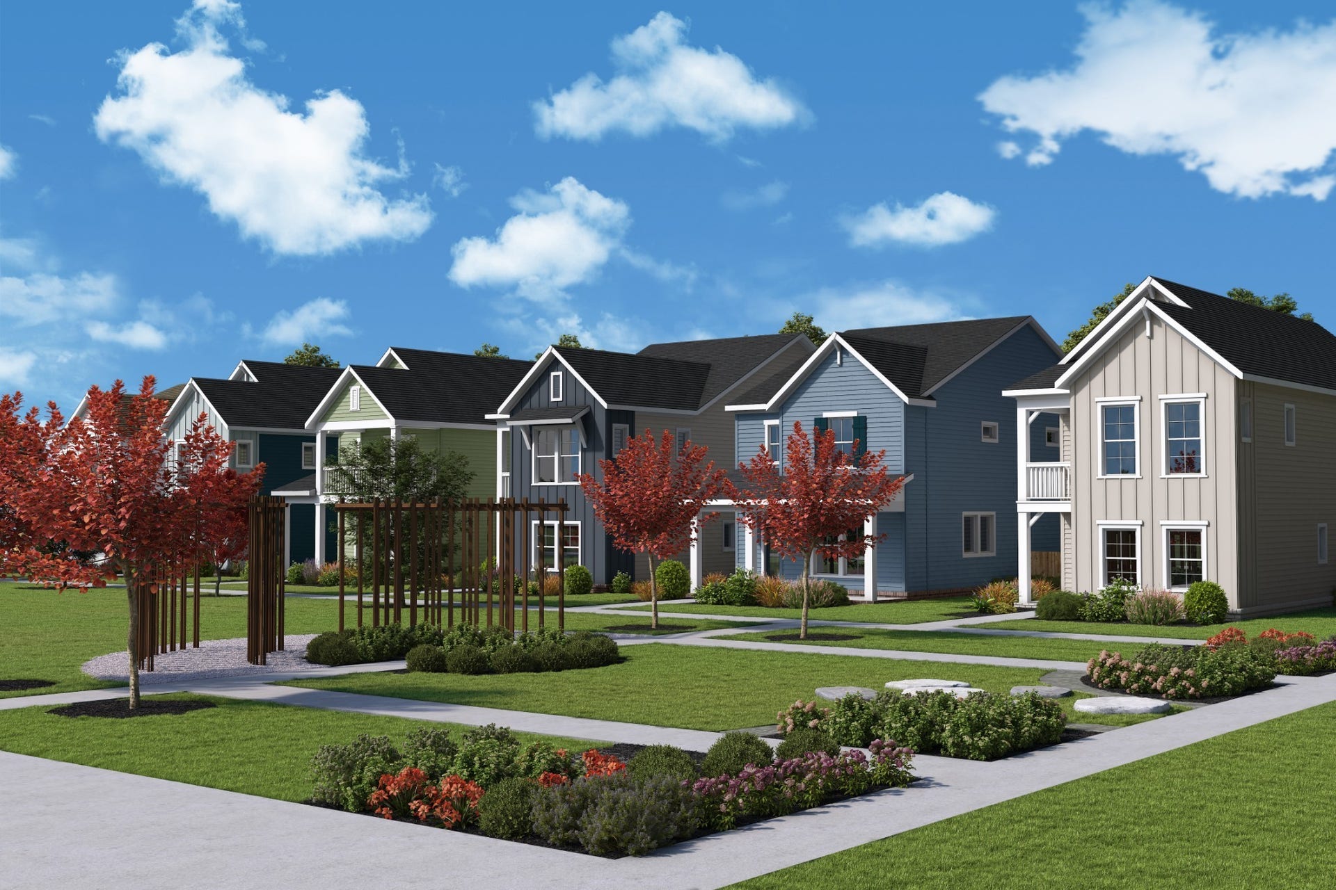 1003 Flat Swing, Columbia, TN 38401 Rendering of the courtyard in view of the front lawn of the home