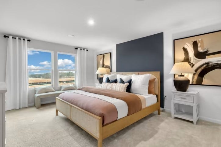 ***Photo is from a previously built Whimbrel model home***

Located on the 2nd floor, the Owner's Bedroom measures 17' x 13'. The Owner's Bath includes tile flooring, dual sinks with quartz countertops and a tiled walk-in shower.