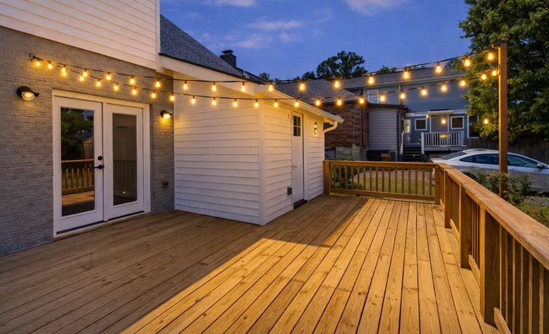 Add a TV to the deck lights and instant college football party.