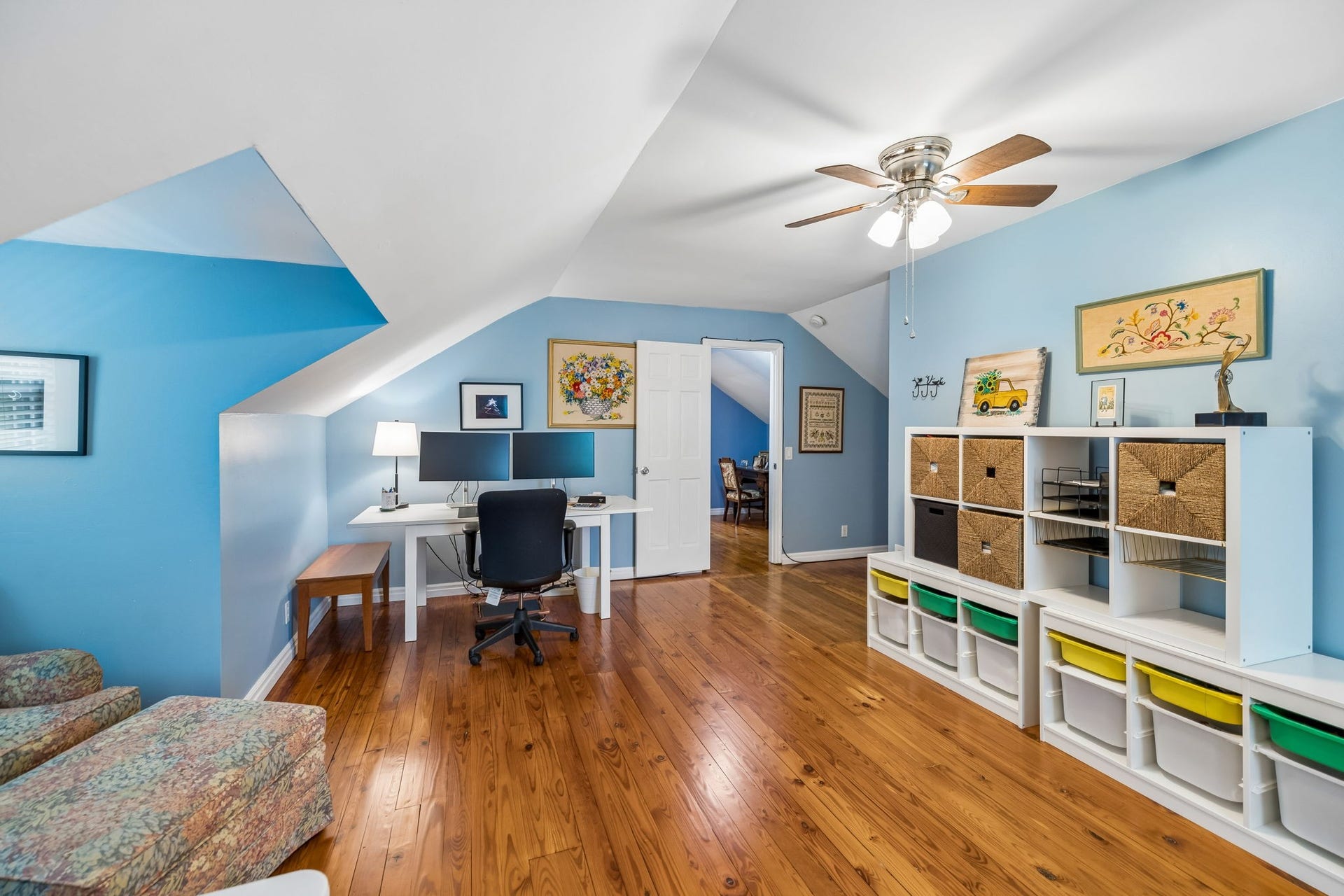 A little more room to dream upstairs. This bright and versatile space gives you plenty of options while keeping the character and warmth found throughout the home.