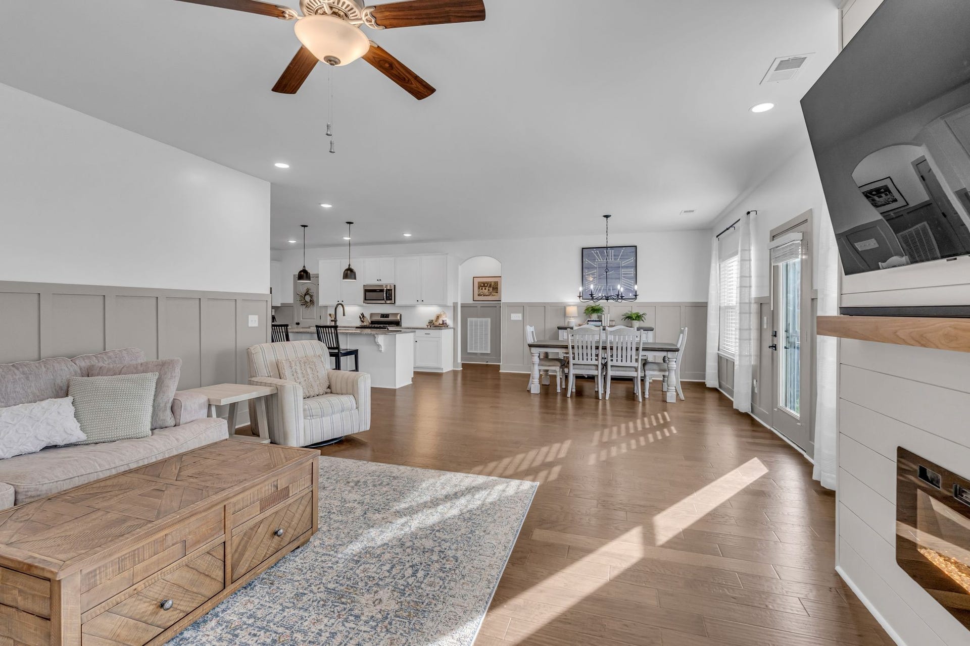 There's ample space for a large sectional.