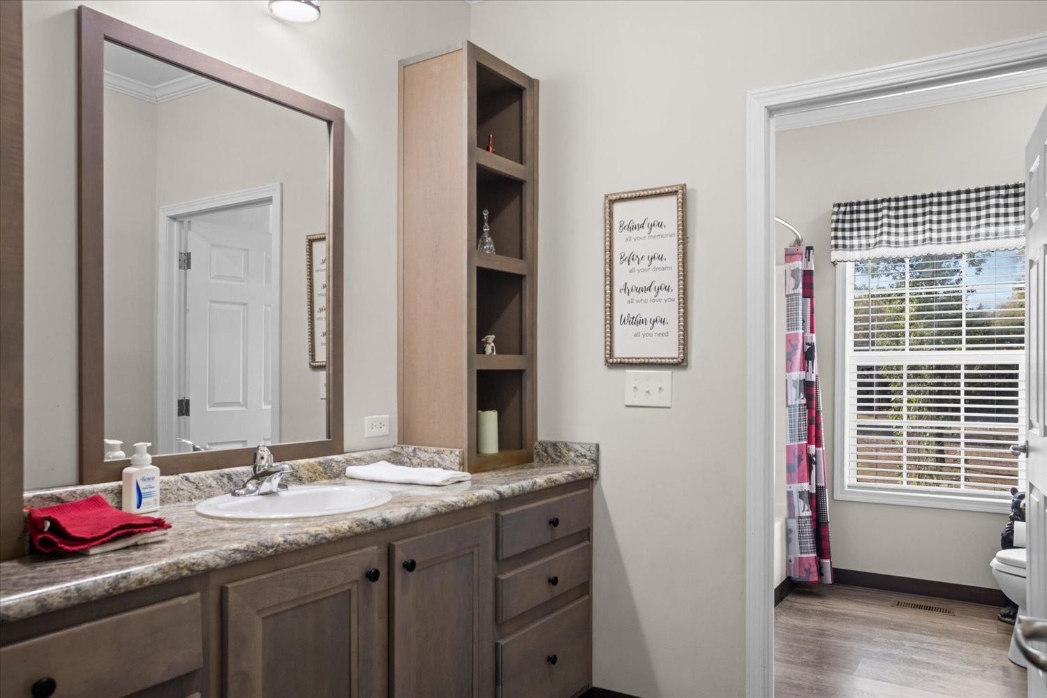 Even the guest bath is extra large with separate shower and toilet area