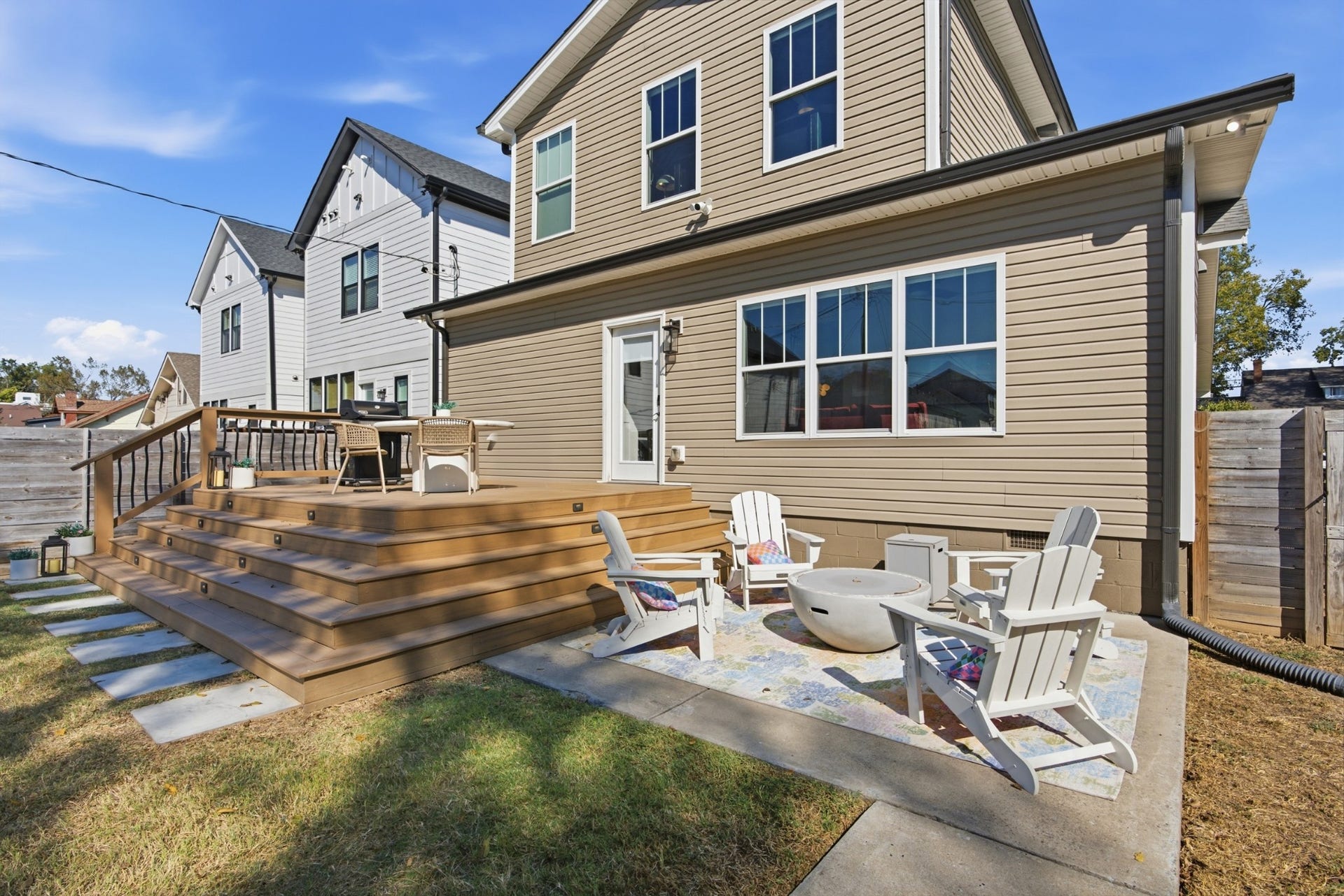 Theres plenty of room to grill, gather around the table, entertain guests, or simply kick back outside.
