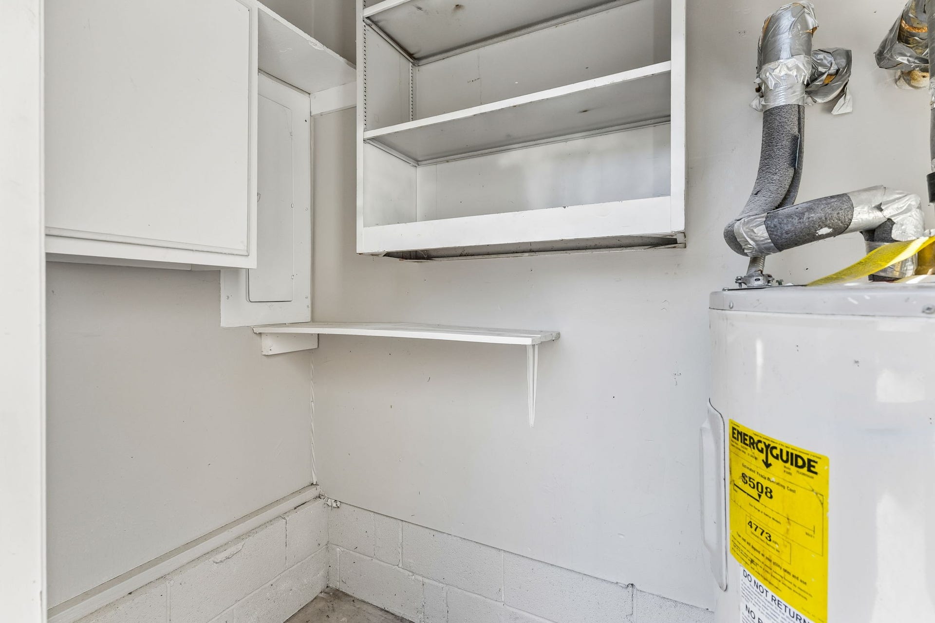 Interior of the carport storage closet.