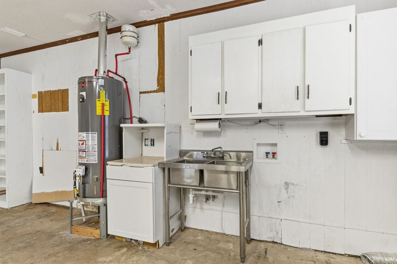 1408 Lyon St, Columbia, TN 38401 Stainless sink in garage with new hot water heater