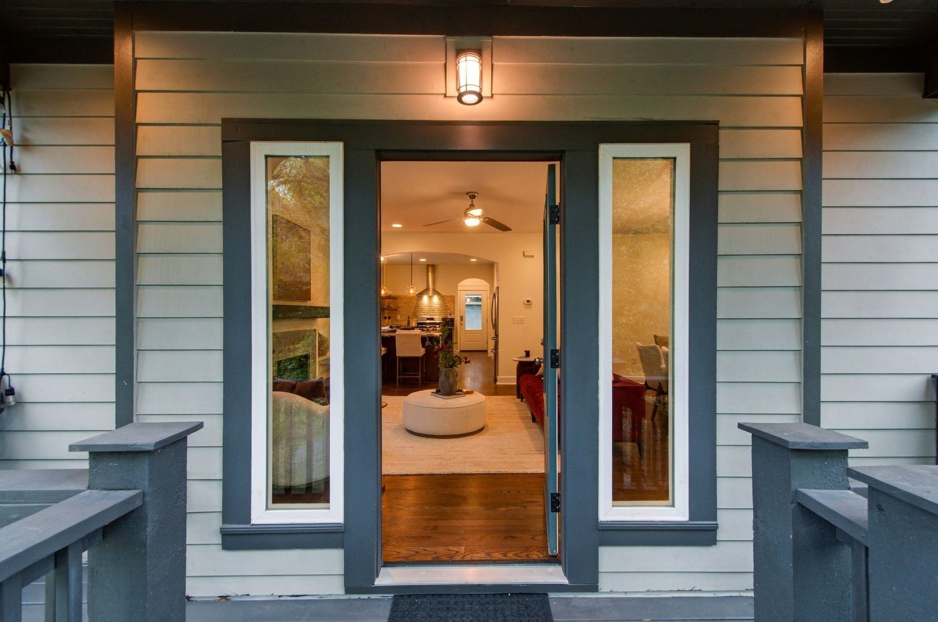 Welcoming door off the back deck overlooking the common green space