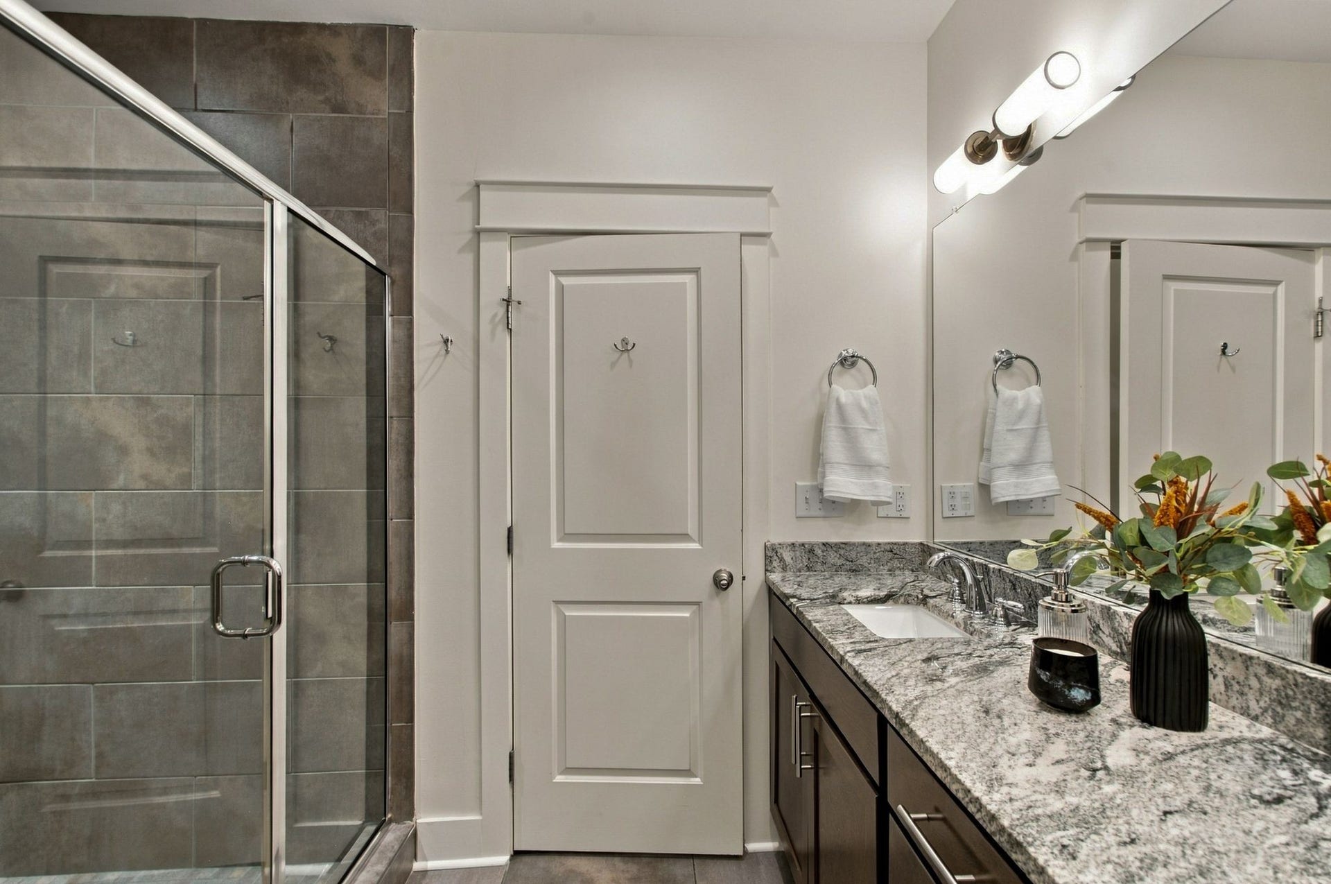 the primary bath has a large walk-in shower