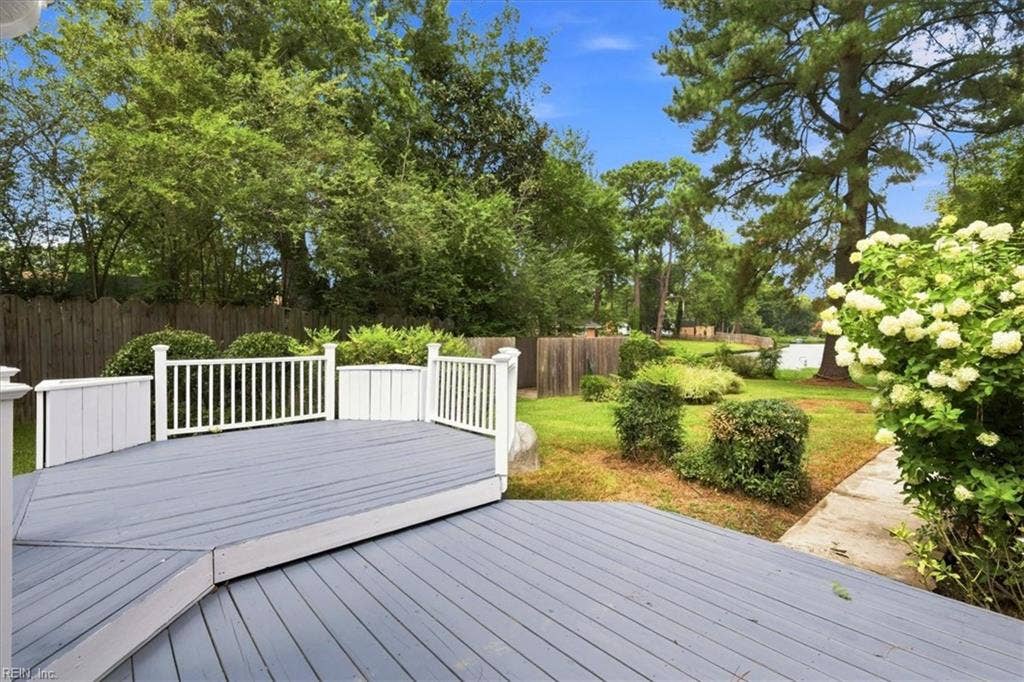 Multi-level deck in backyard.  ideal for entertaining and relaxation