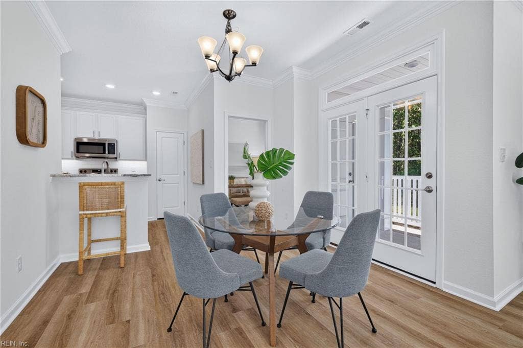 Dining area with easy access to the rear covered patio area