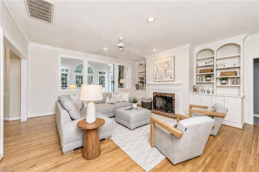 Beautiful Moldings and Fireplace in Great Room