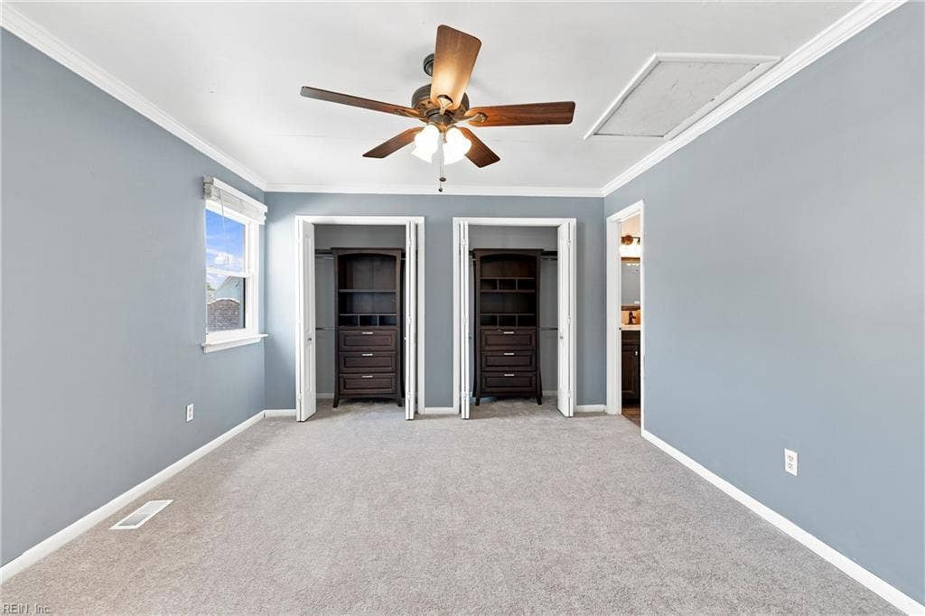 1517 Newport Circle, Virginia Beach, VA 23453 Second floor primary; NEW CARPET & PAINT with closet built-ins & ensuite bathroom