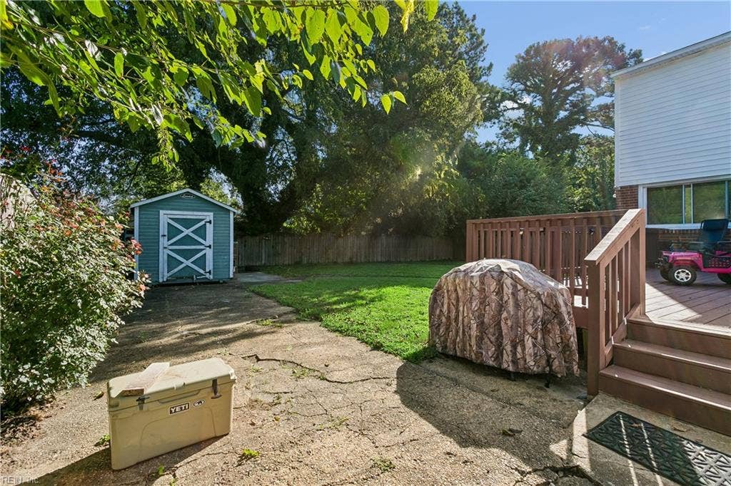 12 Markham Drive, Hampton, VA 23669 Backyard with view of Shed