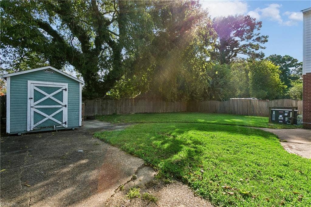 12 Markham Drive, Hampton, VA 23669 Backyard with view of Shed