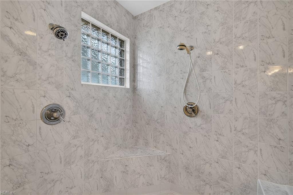 9570 Bay Point Drive, Bay Breeze Point, Norfolk, VA 23518 The tile work is extraordinary in this huge walk in shower.