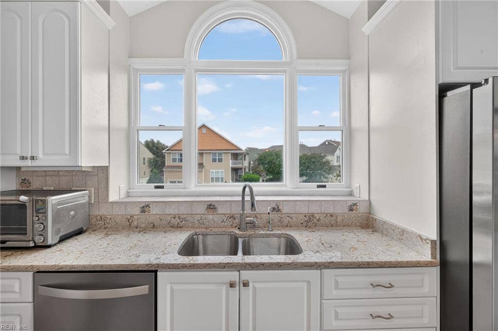 9570 Bay Point Drive, Bay Breeze Point, Norfolk, VA 23518 Tons of natural light enters the kitchen to make clean up a delight rather than a chore!