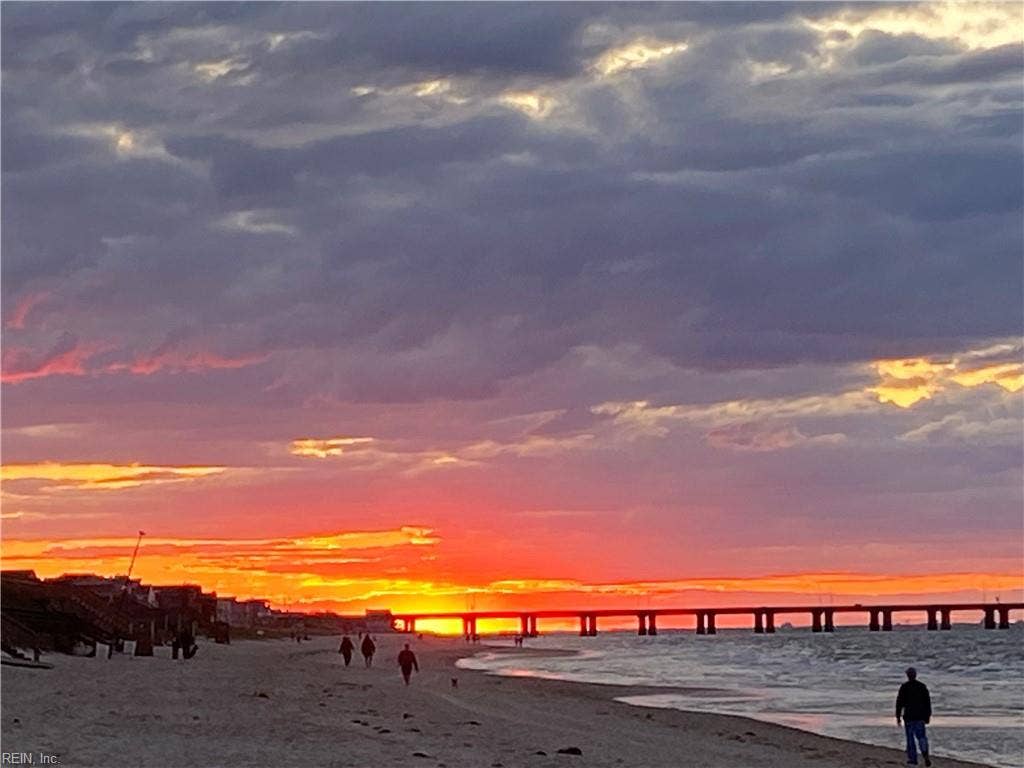 Sunsets from Ocean Park towards Chic's Beach and the Chesapeake Bay Bridge Tunnel.