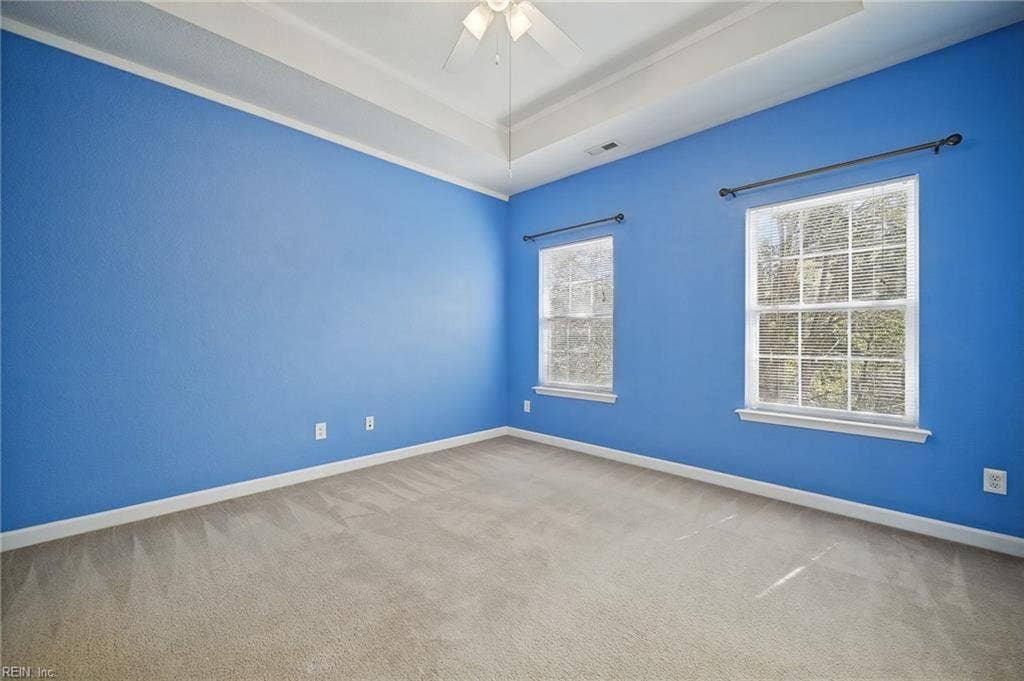 4804 Almandine Avenue, Virginia Beach, VA 23462 PRIMARY BEDROOM: TRAY CEILING, CEILING FAN, GREEN VIEWS WITH NATURAL LIGHT!