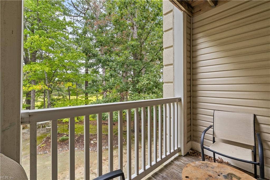 Patio with river view