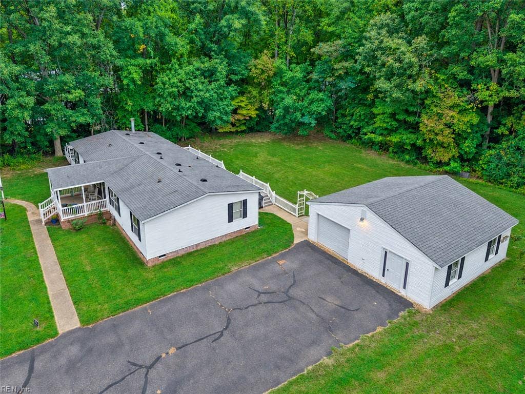 Extra wide paved driveway