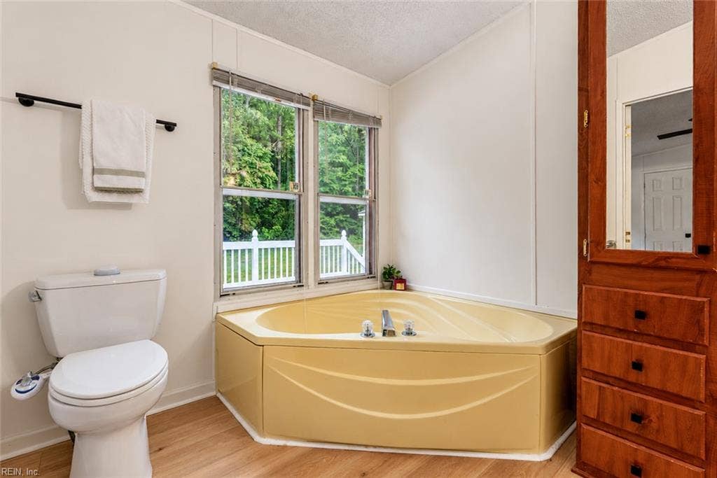 Soaking tub in the primary bathroom