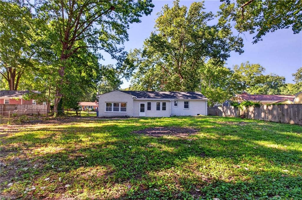 Rear of house and backyard