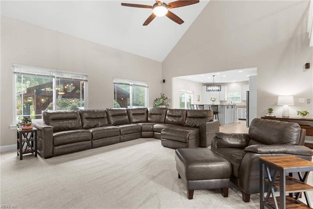 2309 Valle Rio Way, Virginia Beach, VA 23456 Generous seating space, backyard views and an open connection to the kitchen keep everyone comfortably connected.