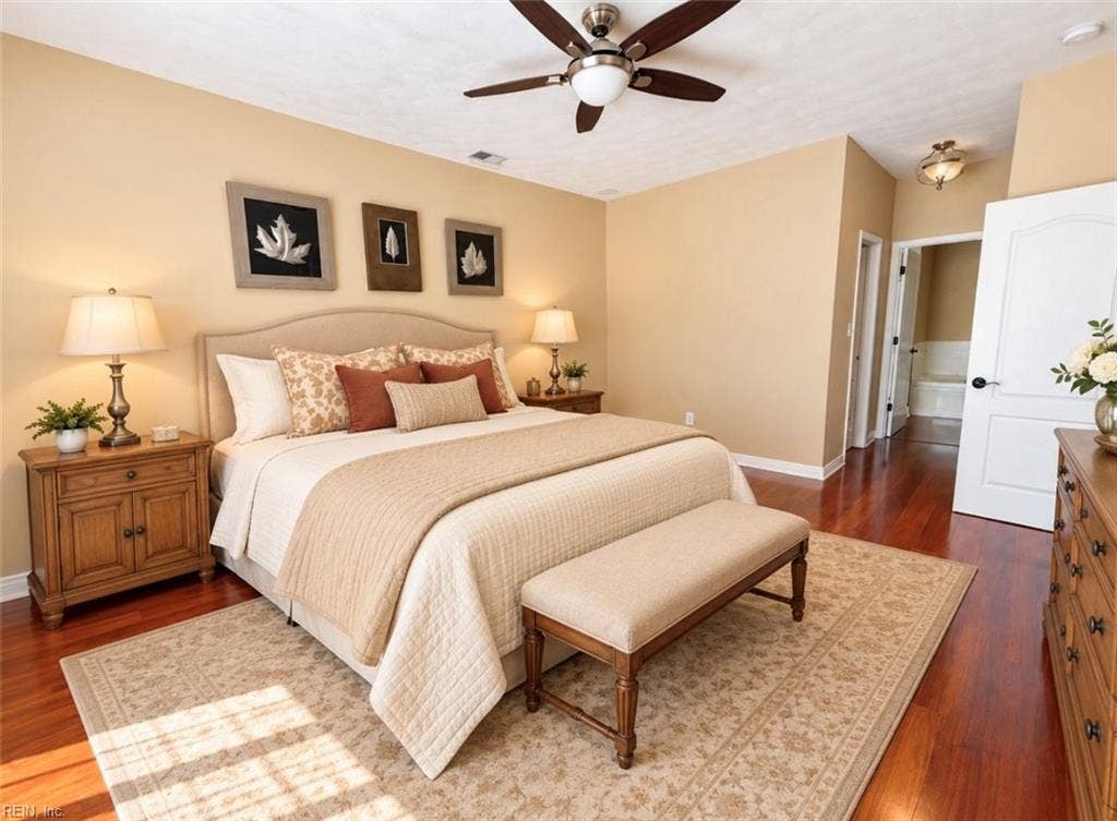 2717 Blake Street, West Neck, Virginia Beach, VA 23456 Downstairs Primary Virtually staged. 2 walk in closets his and hers