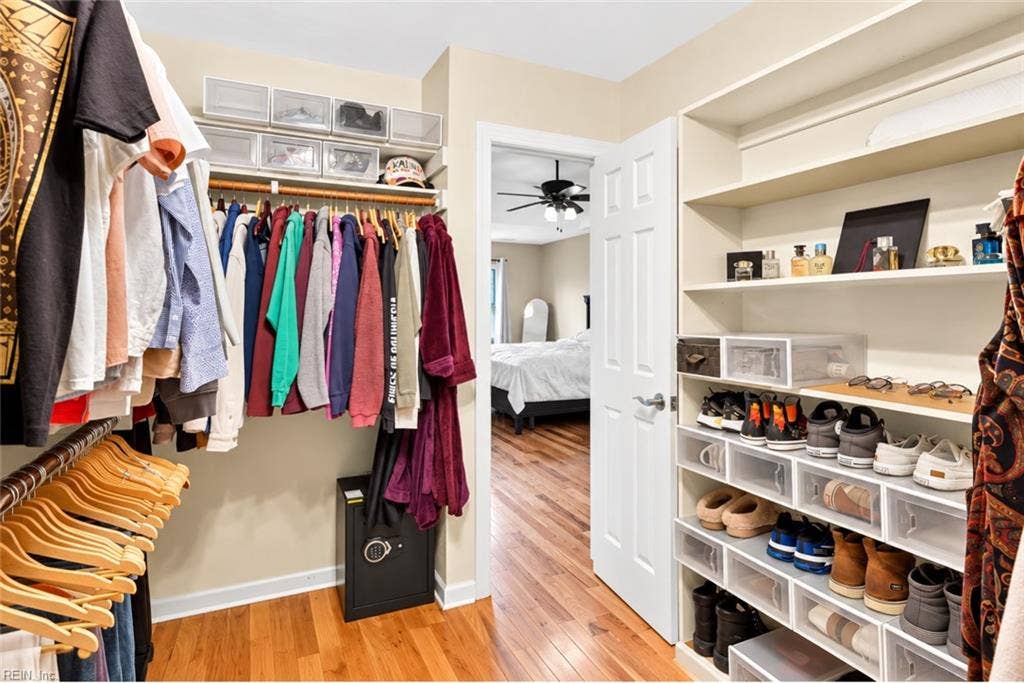 Custom walk-in closet with extensive built-in storage