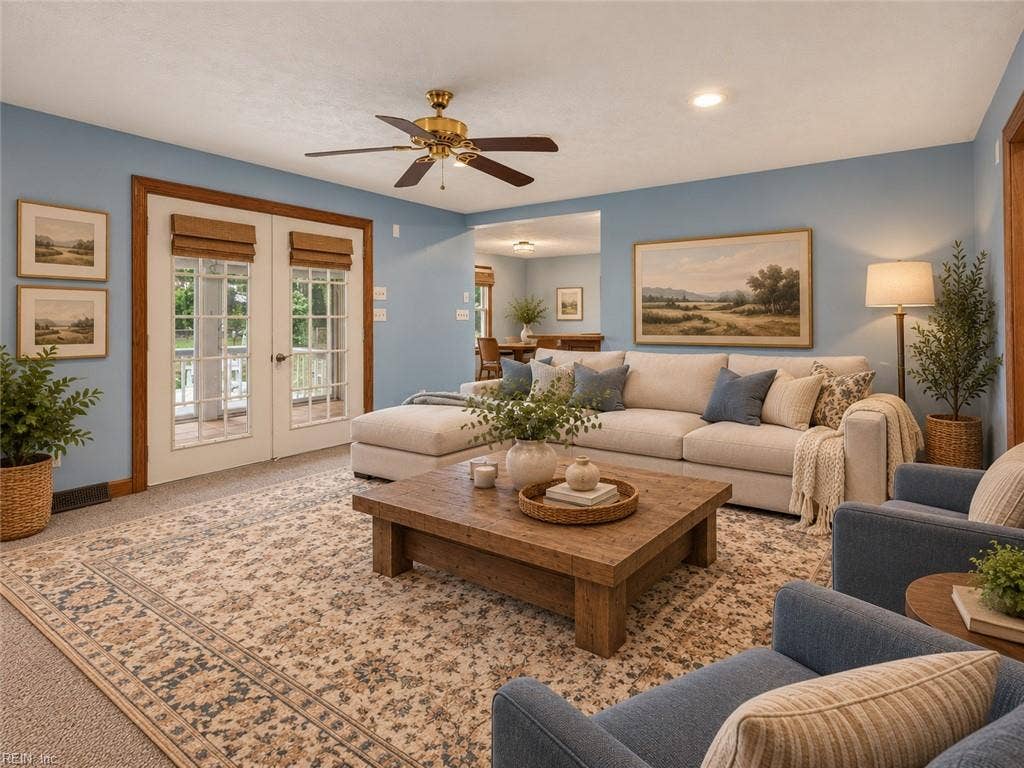 Family room with virtual staging