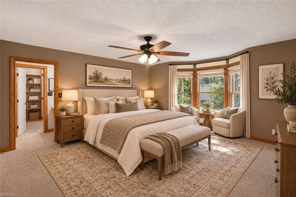 Primary bedroom with virtually staging